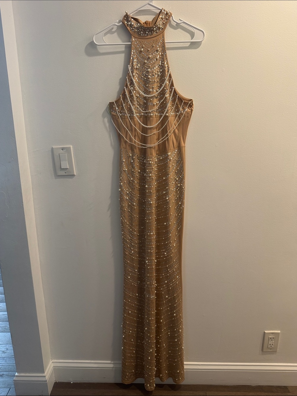 Amazon Gold Sequin Halter Maxi Dress - Picture 1 of 6